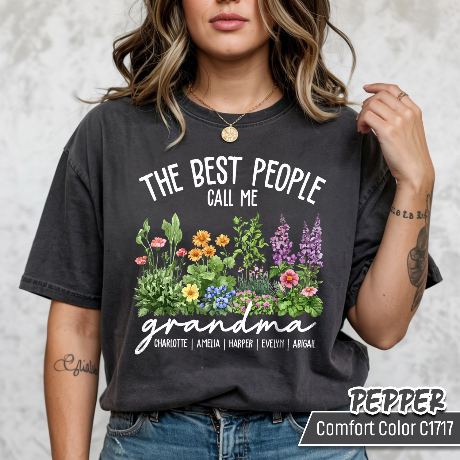Personalized Grandma’s Garden Shirt, Custom Birth Flower Shirt, Kids Names Floral Tee, Grandma Gift from Grandkids, Birthday Gift for Grandma