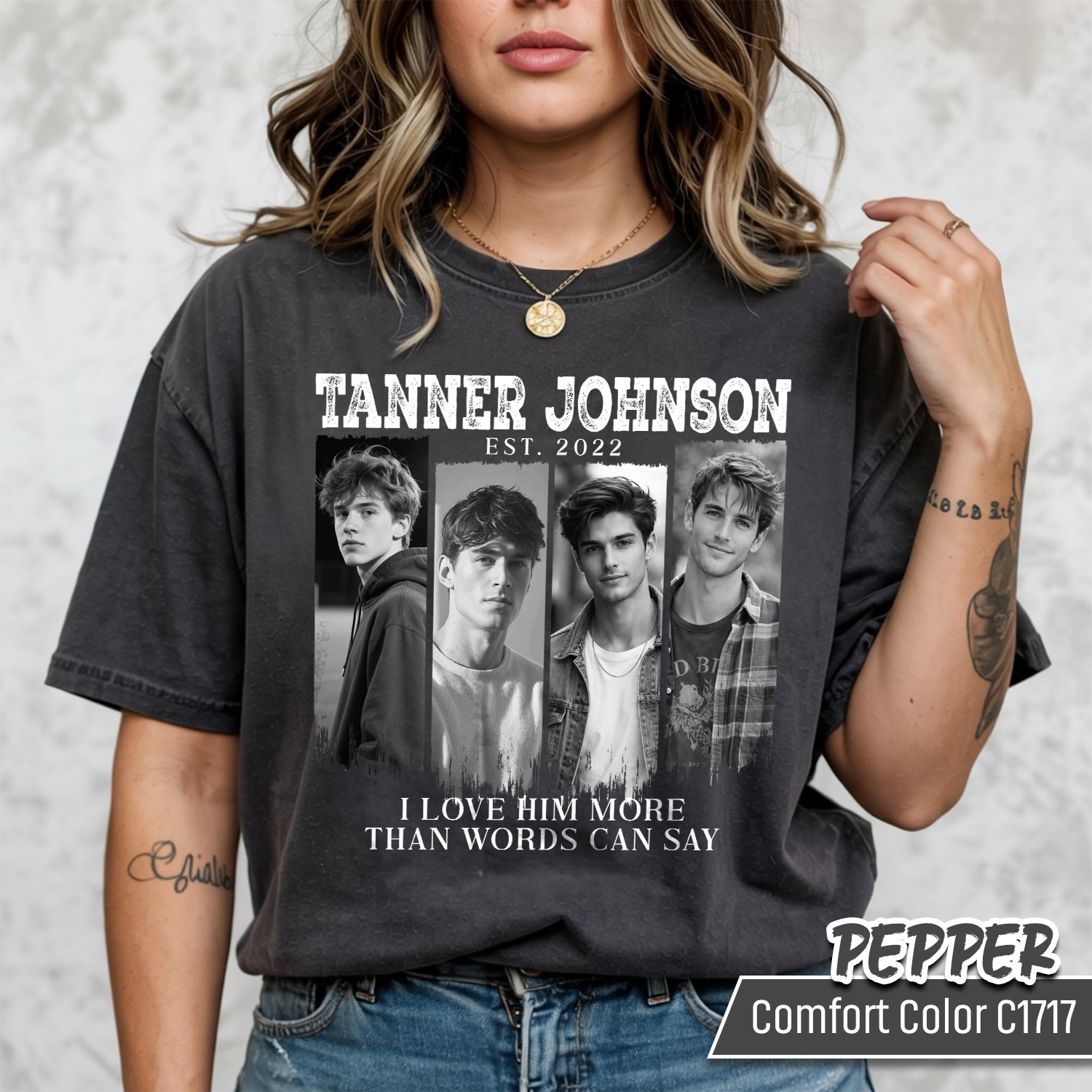 Custom Boyfriend, Girlfriend Photo Shirt, Personalized Name Shirt, I Love Him More Than Words Can Say, Couple Gift for Girlfriend, Anniversary Gift